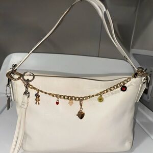 Coach legacy #1417 vintage ivory leather shoulder duffel bag